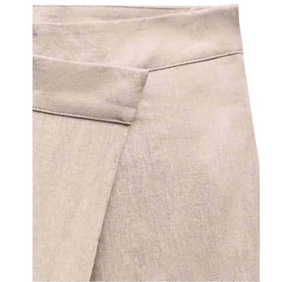 Zara Pareo Wide Leg Asymmetrical Pants Pant M Linen Blend - Picture 4 of 15